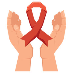 hands with AIDS ribbon