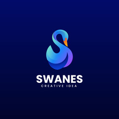 Vector Logo Illustration Swan Gradient Colorful Style