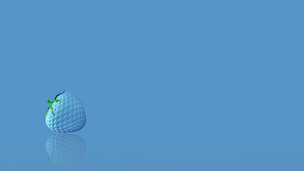Blue strawberry and its reflection on a glass table (3D Rendering)
