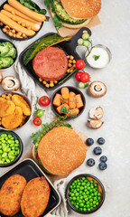 Plant based meat concept. Vegetarian lunch. Healthy eating. Go vegan.