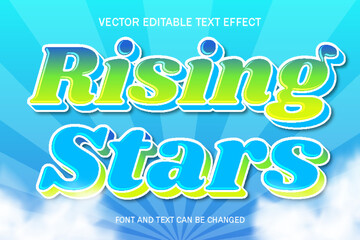 rising stars font typography editable text effect style lettering template background design