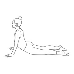 Line art of woman doing Yoga in Cobra pose vector.