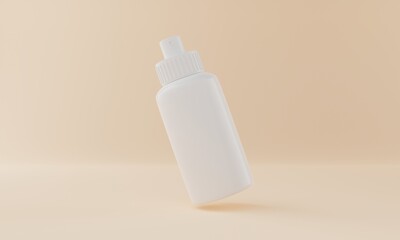 3d rendering product illustration for brand mockup with white bottle