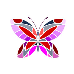 Obraz premium A multicolored butterfly. Simple segments. Logo butterfly, moth