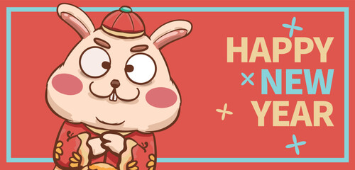 Cartoon Rabbit Year Illustration Poster Material

