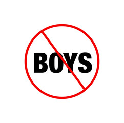 Boys banned here icon. Boy banned monogram.