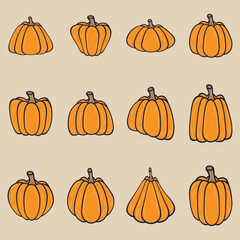 Set of Minimal vintage pumpkin icon creative design