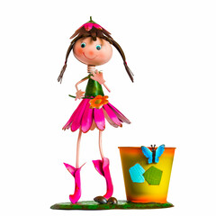 Statuette of a little girl on a white background.
