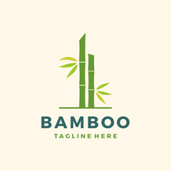 Cut bamboo logo design vector illustration