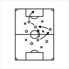 soccer tactics icon, game success strategy in football, scheme play, vector illustration on white background