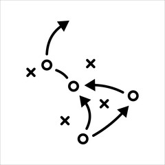 soccer tactics icon, game success strategy in football, scheme play, vector illustration on white background © Ainul