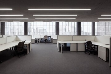 Fototapeta premium Elevated view of a busy open plan office