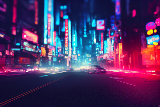 The neon-lit streets of a cyberpunk anime night city with this captivating  4K wallpaper generated ai 26481509 Stock Photo at Vecteezy