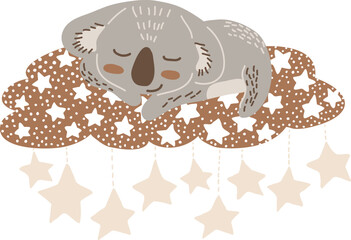 Adorable Sleeping Koala Hand Drawn Vector Illustration