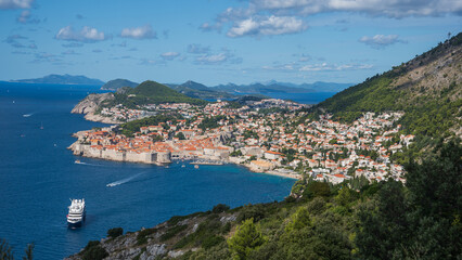 Fototapeta na wymiar Dubrovnik is a city in southern Croatia fronting the Adriatic Sea. It's known for its distinctive Old Town, encircled with massive stone walls completed in the 16th century. 