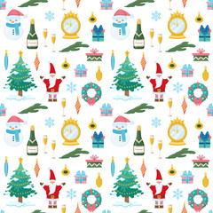 Seamless pattern with Christmas elements