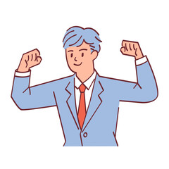 ガッツポーズをする笑顔のサラリーマン