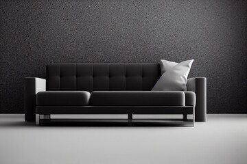 The mock up furniture and decoration interior design space of modern cozy living room and black wall texture background 3d rendering