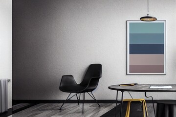 mock up poster with vintage pastel hipster minimalism loft interior background, 3D rendering,
