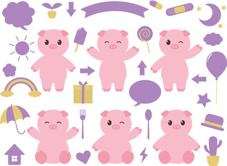 かわいいブタの装飾セット