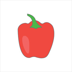 Red pepper icon. Vector illustration of a flat design of red pepper on a white background