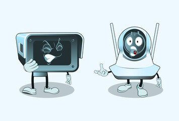 Naklejka premium CCTV Cartoon Characters with face expression