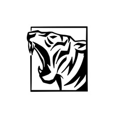 black and white tattoo design tiger head logo