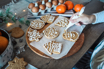 Christmas gingerbread decoration close-up.