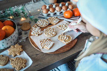 Christmas gingerbread decoration close-up.