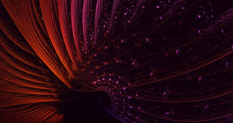 3D rendering abstract red fractal light background