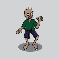 zombie vector illustration with cartoon concept and scary.suitable for halloween need,sticker,icon,t-shirt design,etc.