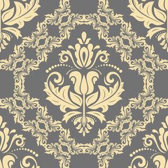 Orient gray and yellow vector classic pattern. Seamless abstract background with vintage elements. Orient pattern. Ornament for wallpapers and packaging