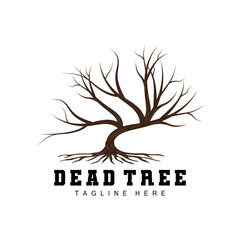 Tree Logo Design, Dead Tree Illustration, Wild Tree Cutting, Global Warming Vector, Earth Drought, Product Brand Icons