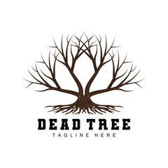 Tree Logo Design, Dead Tree Illustration, Wild Tree Cutting, Global Warming Vector, Earth Drought, Product Brand Icons