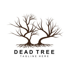 Obraz premium Tree Logo Design, Dead Tree Illustration, Wild Tree Cutting, Global Warming Vector, Earth Drought, Product Brand Icons