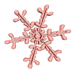 Obraz premium Isolated pink snowflake in 3D illustration