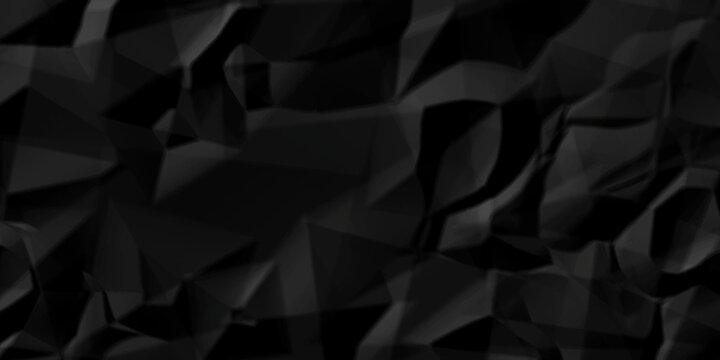 Black and white paper crumpled texture. dark black grunge textured crumpled black paper background. panorama black paper texture background, crumpled pattern