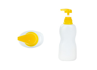 White plastic container and bottle