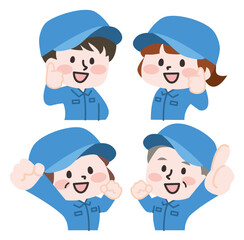 やる気をみせる作業員たち 