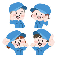 やる気をみせる作業員たち 