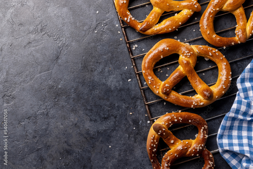 Wall mural Freshly baked homemade pretzels