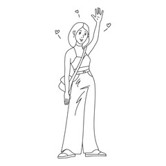 doodle teenage girl greets a friend