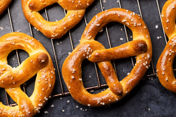 Freshly baked homemade pretzels
