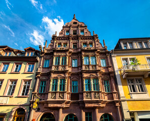 The Haus zum Ritter, the oldest surviving residential building in Heidelberg old town, Germany