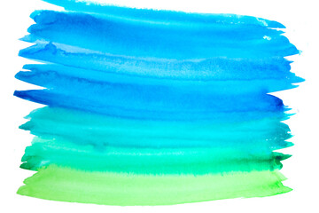 Fototapeta premium Wtercolor Blue Gradient Hand Drawn Background.