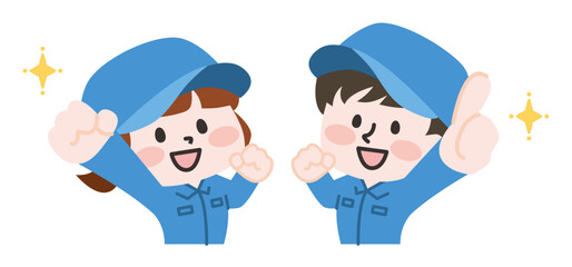 やる気をみせる作業員たち