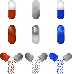 big colored set different types of pills