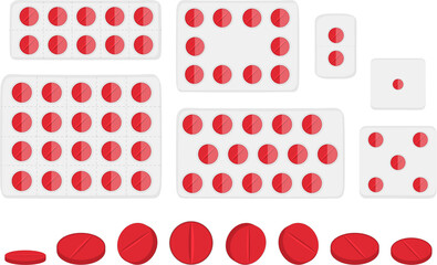 big colored set different types of pills