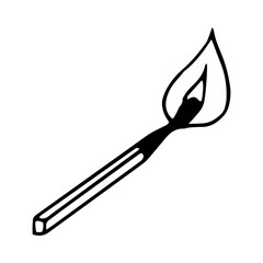 match burning hand drawn in doodle style. icon, sticker, symbol, design element.