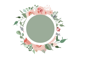 frame with flowers and leaves